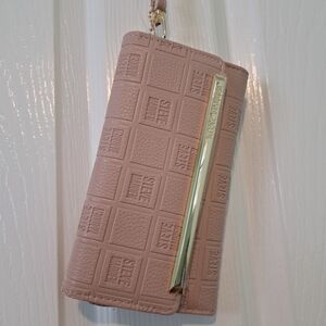 Steve Madden Mauve Embossed Wristlet Wallet with Gold Accent